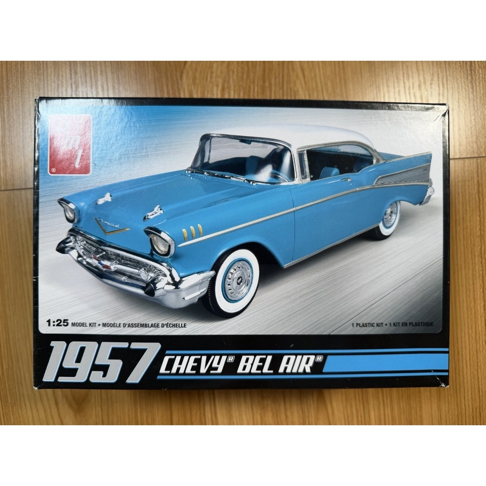 AMT 1957 Chevrolet Bel-Air H.T. 1:25 Scale Model Kit AMT638M Partially Started